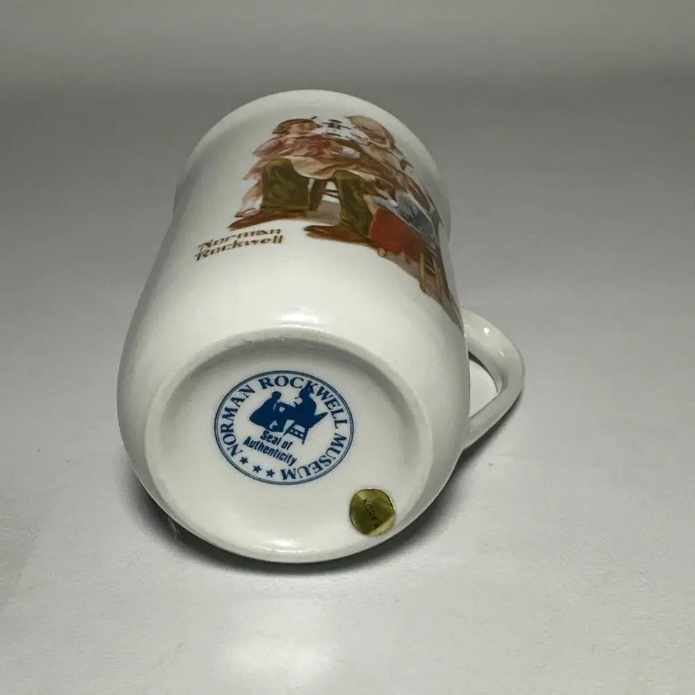 Norman Rockwell Collectible Mugs Set of 5 22K Gold Trim Vintage 1980s EUC